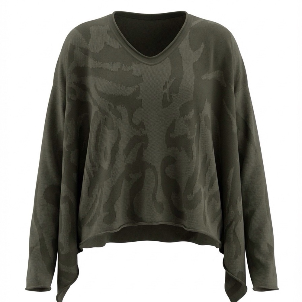 Sarah Pacini Italy Knit Top OS Olive Green Lagenlook Asymmetrical Designer - Picture 11 of 11